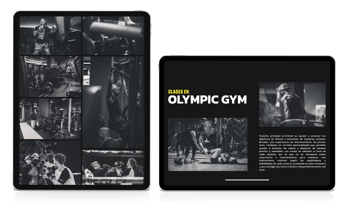 Olympic Gym ejemplo web en iPad